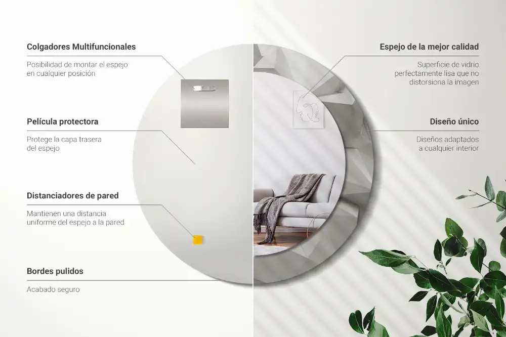 Okroglo okrasno ogledalo Abstraktni beli kristal