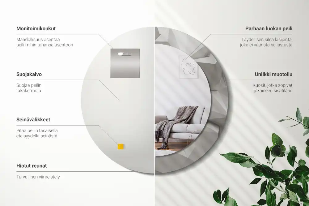 Okroglo okrasno ogledalo Abstraktni beli kristal