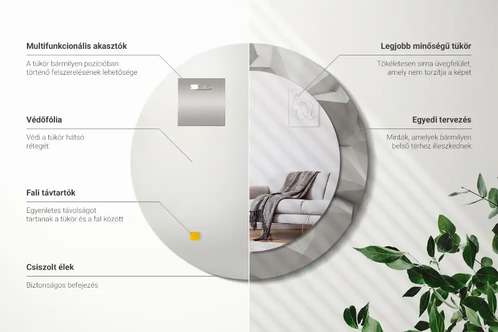 Okroglo okrasno ogledalo Abstraktni beli kristal