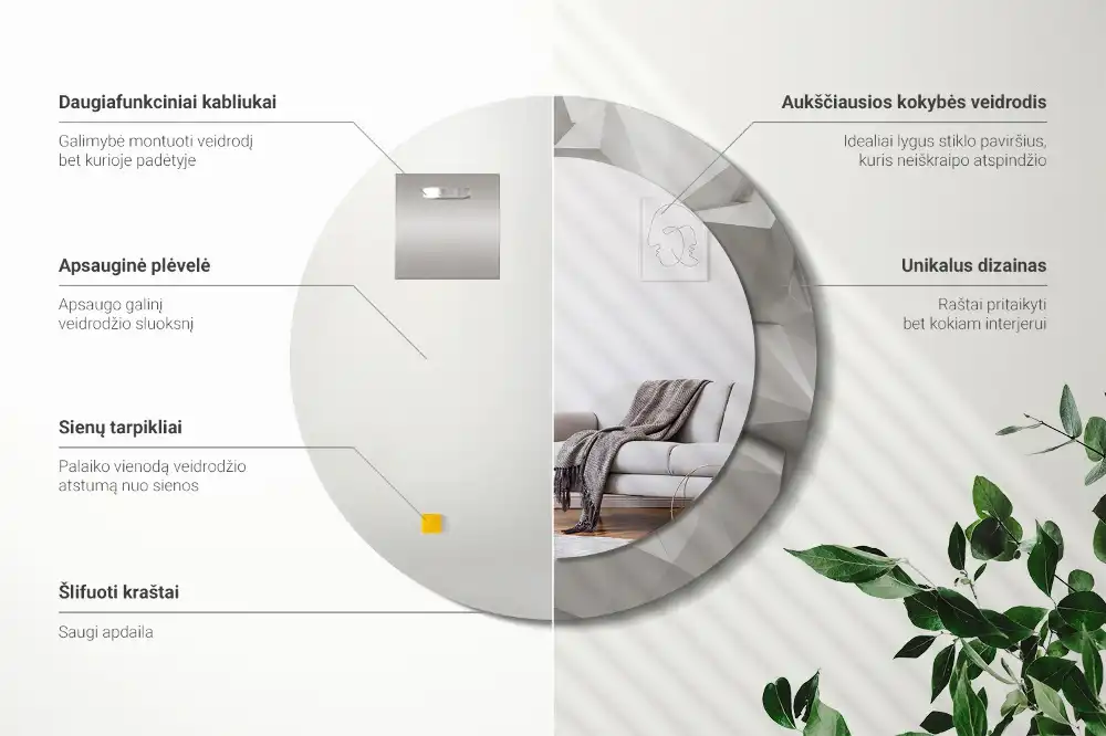 Okroglo okrasno ogledalo Abstraktni beli kristal