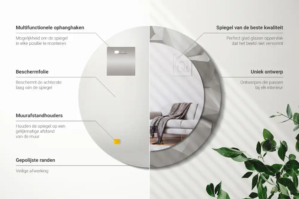 Okroglo okrasno ogledalo Abstraktni beli kristal