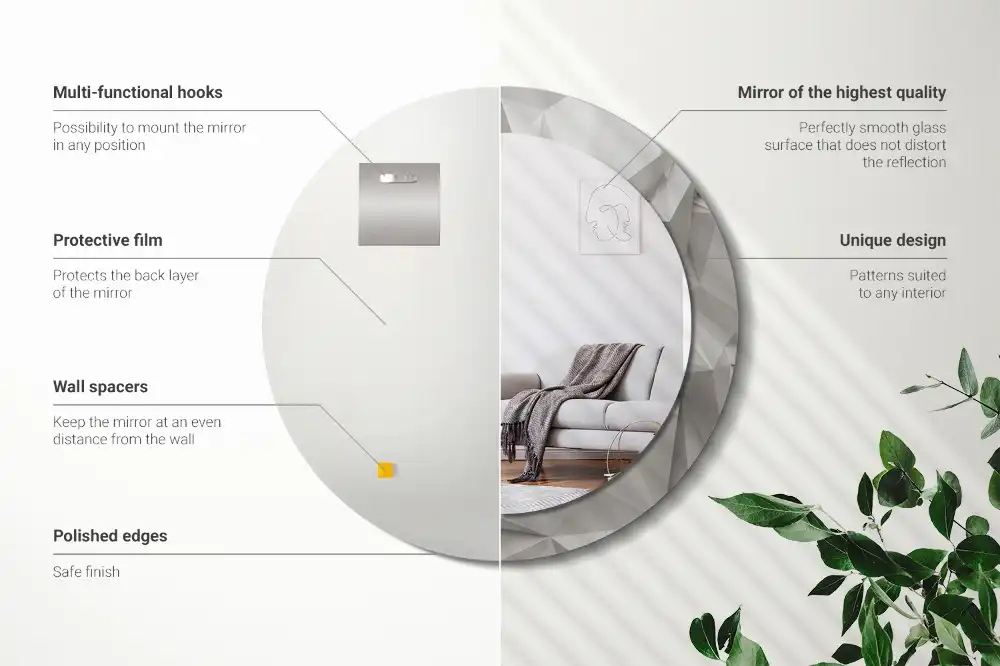 Okroglo okrasno ogledalo Abstraktni beli kristal