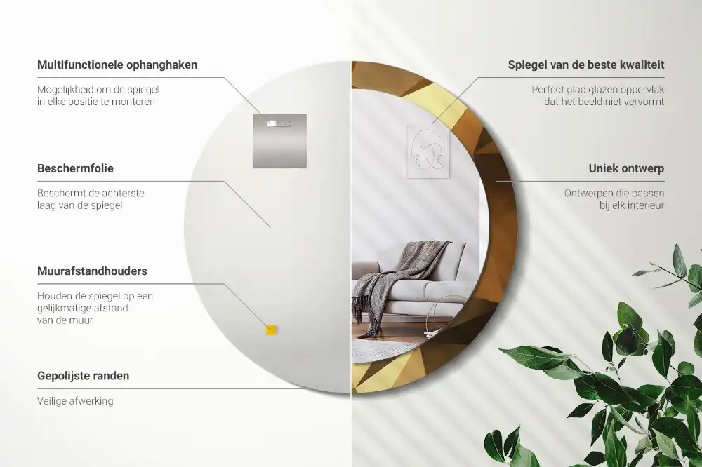 Tiskano okroglo ogledalo Geometrijski vzorec