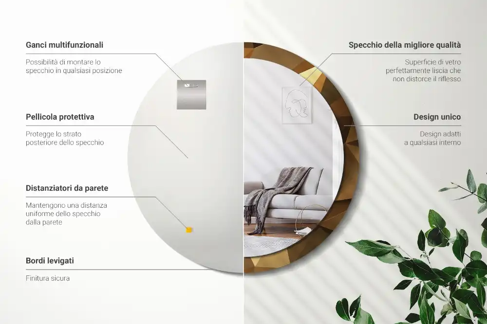 Tiskano okroglo ogledalo Geometrijski vzorec