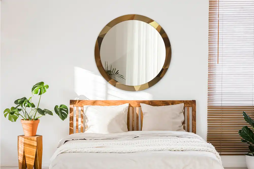 Tiskano okroglo ogledalo Geometrijski vzorec