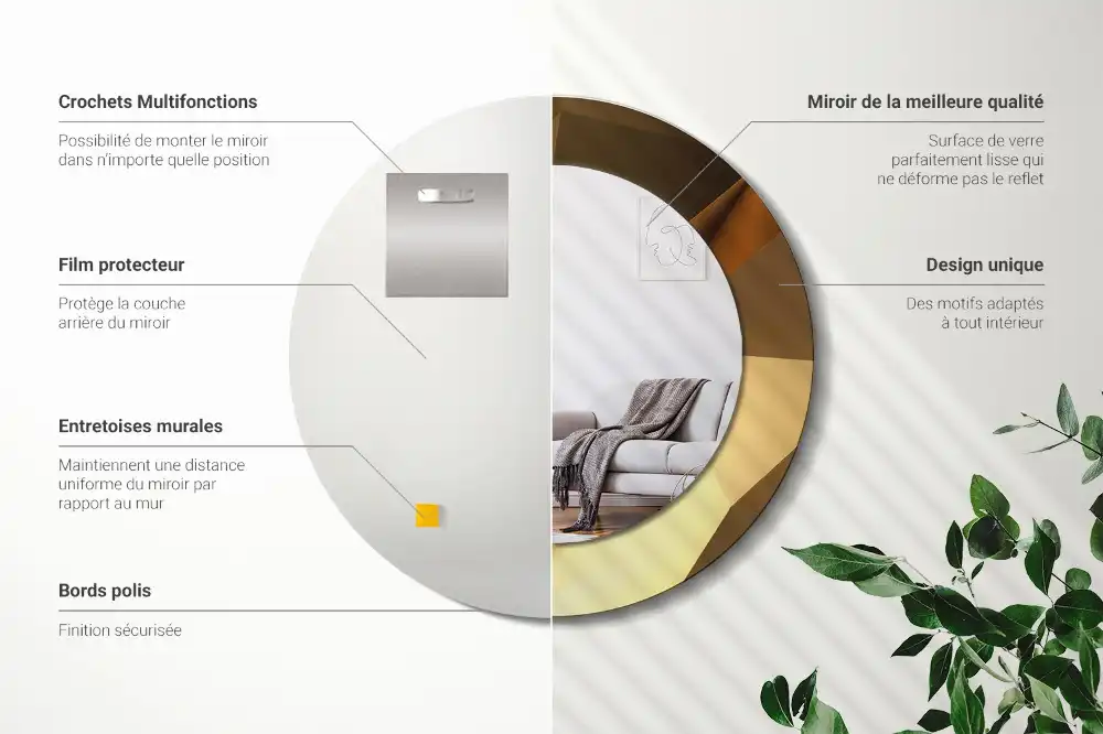 Tiskano okroglo ogledalo Geometrijski vzorec