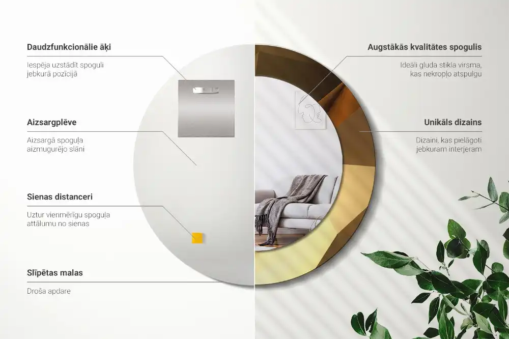 Tiskano okroglo ogledalo Geometrijski vzorec