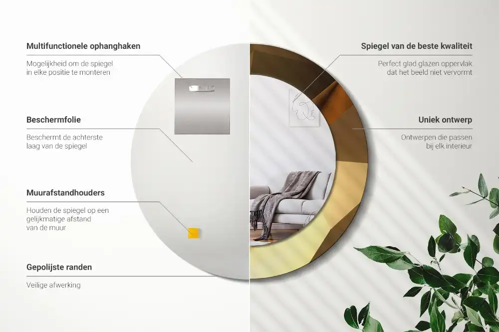 Tiskano okroglo ogledalo Geometrijski vzorec