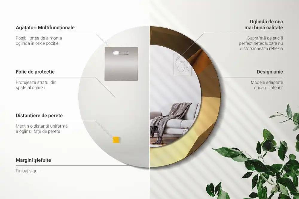 Tiskano okroglo ogledalo Geometrijski vzorec