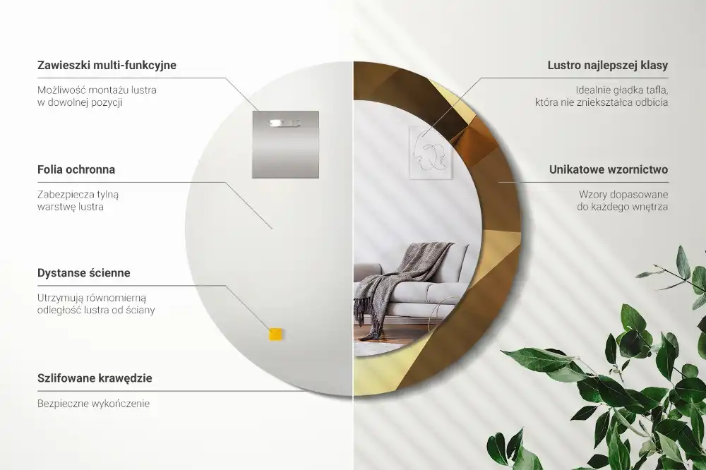 Tiskano okroglo ogledalo Geometrijski vzorec