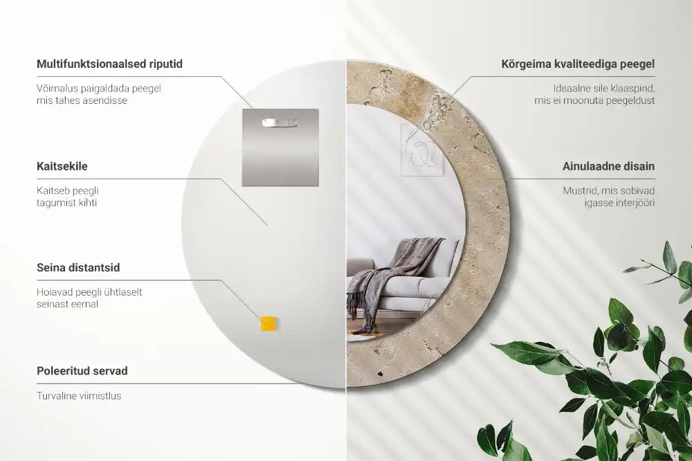 Tiskano okroglo ogledalo Imitacija kamna