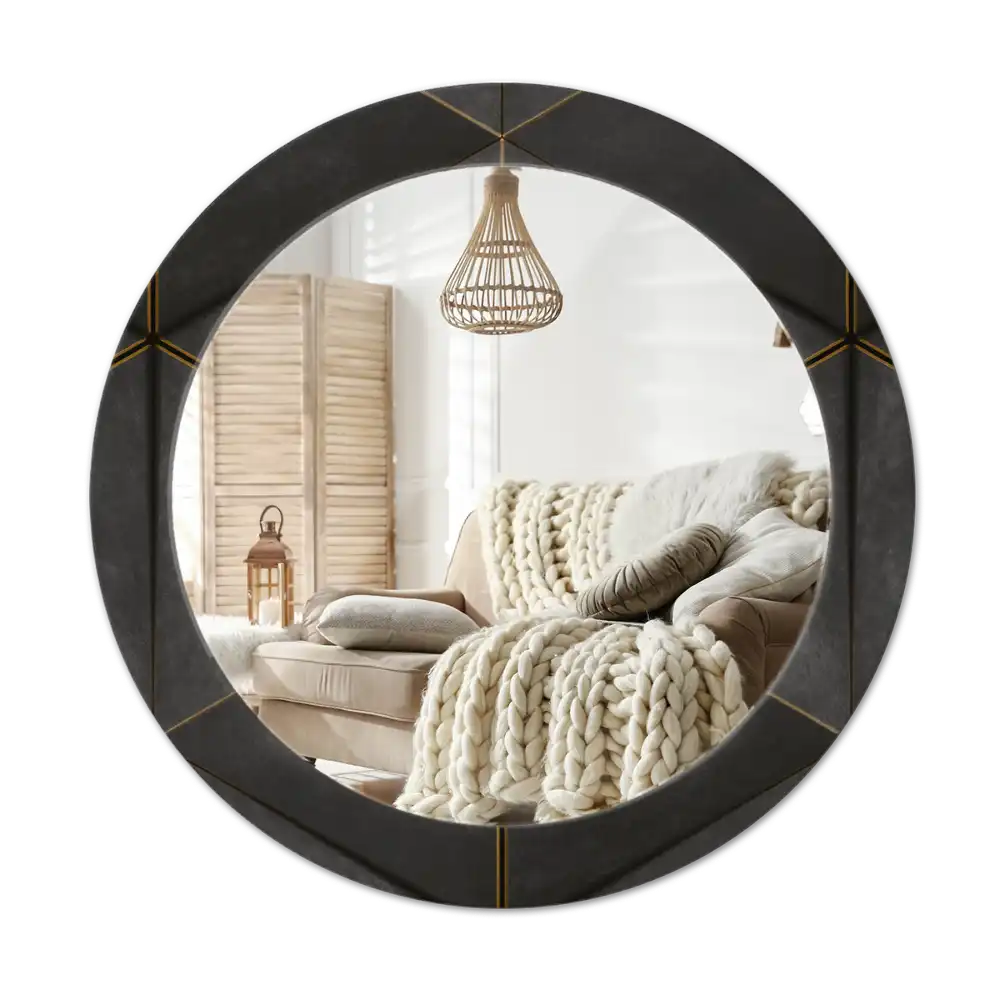 Okroglo okrasno ogledalo Sivi trikotniki