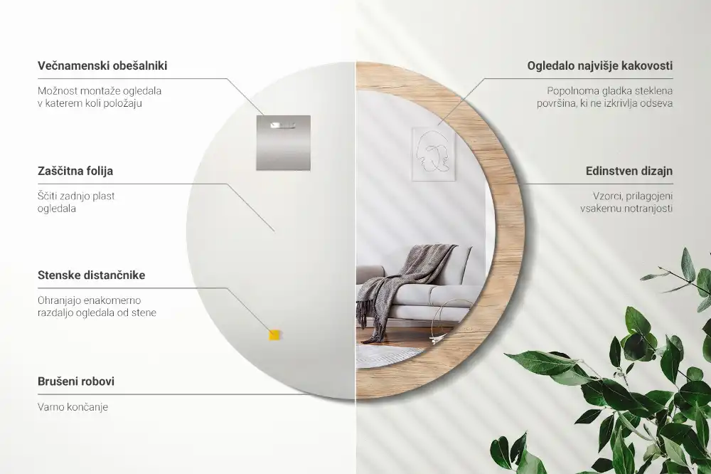 Okroglo okrasno ogledalo Les