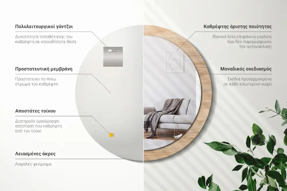 Okroglo okrasno ogledalo Les