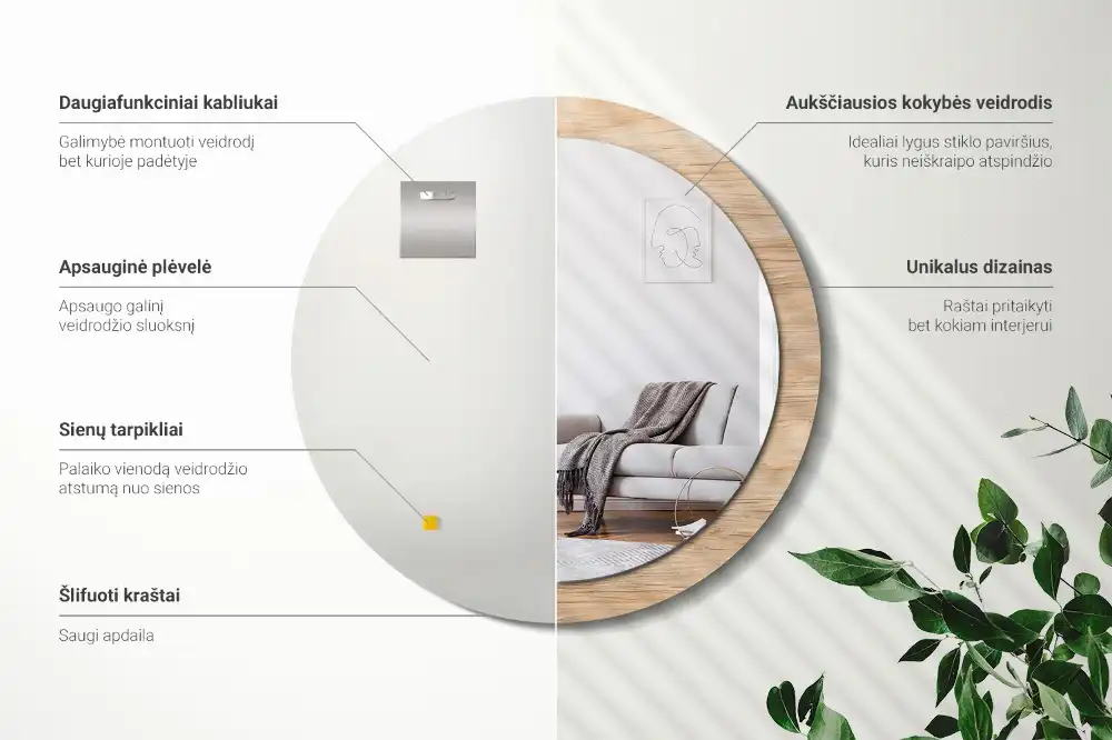 Okroglo okrasno ogledalo Les