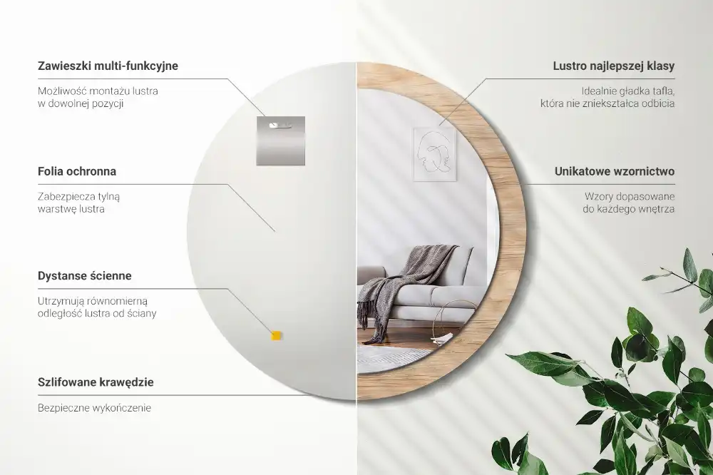 Okroglo okrasno ogledalo Les