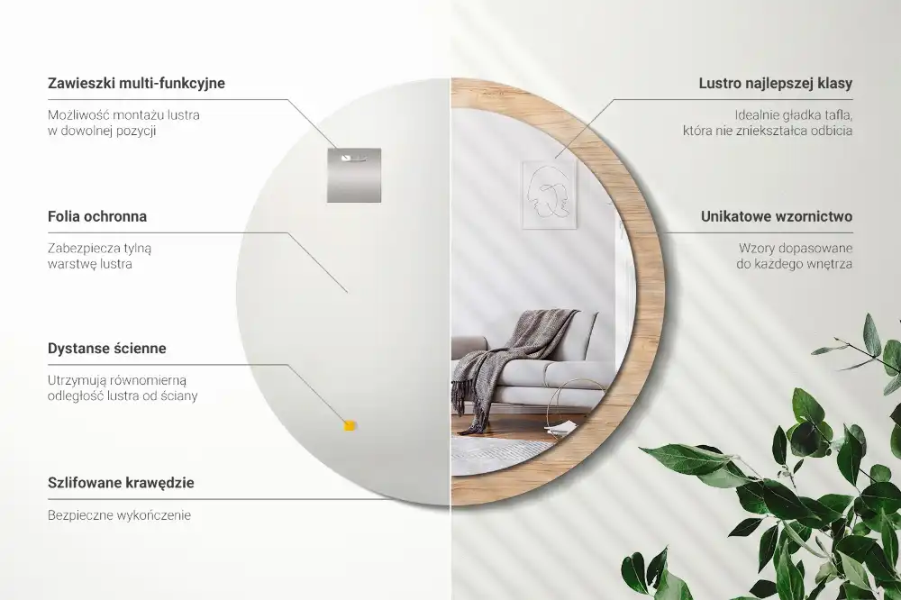 Okroglo okrasno ogledalo Les