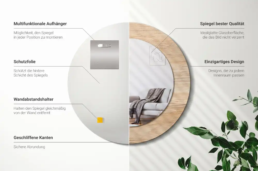 Okroglo okrasno ogledalo Les