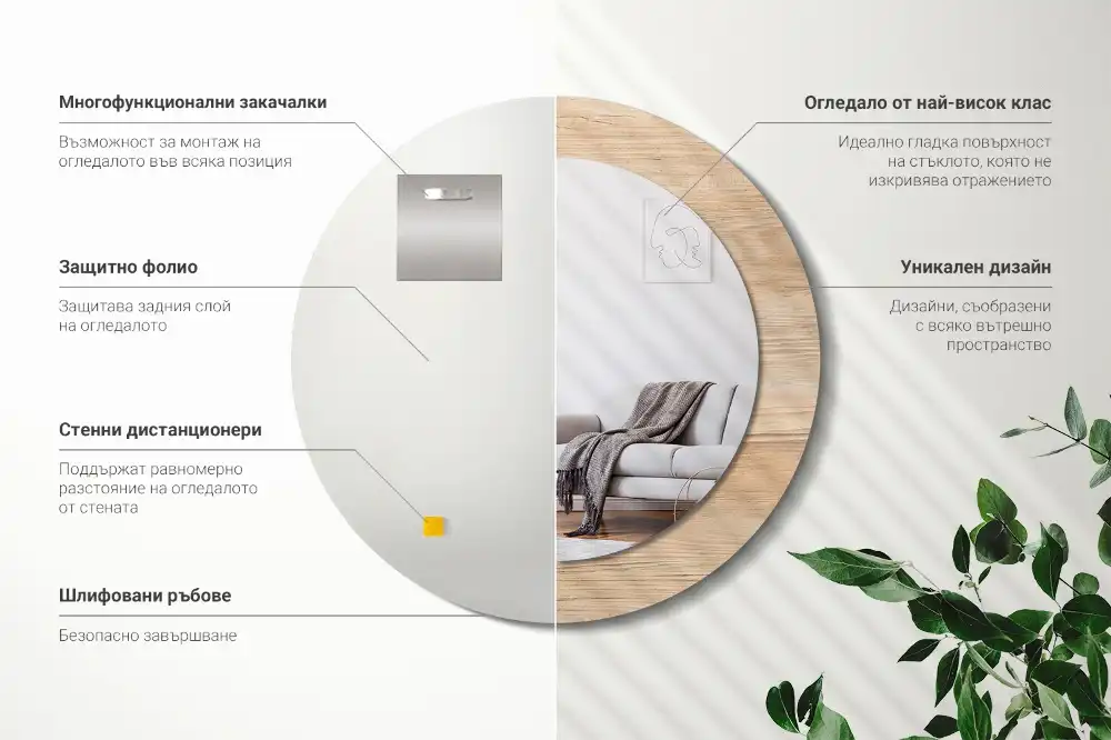 Okroglo okrasno ogledalo Les