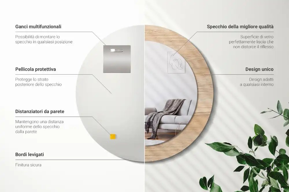 Okroglo okrasno ogledalo Les