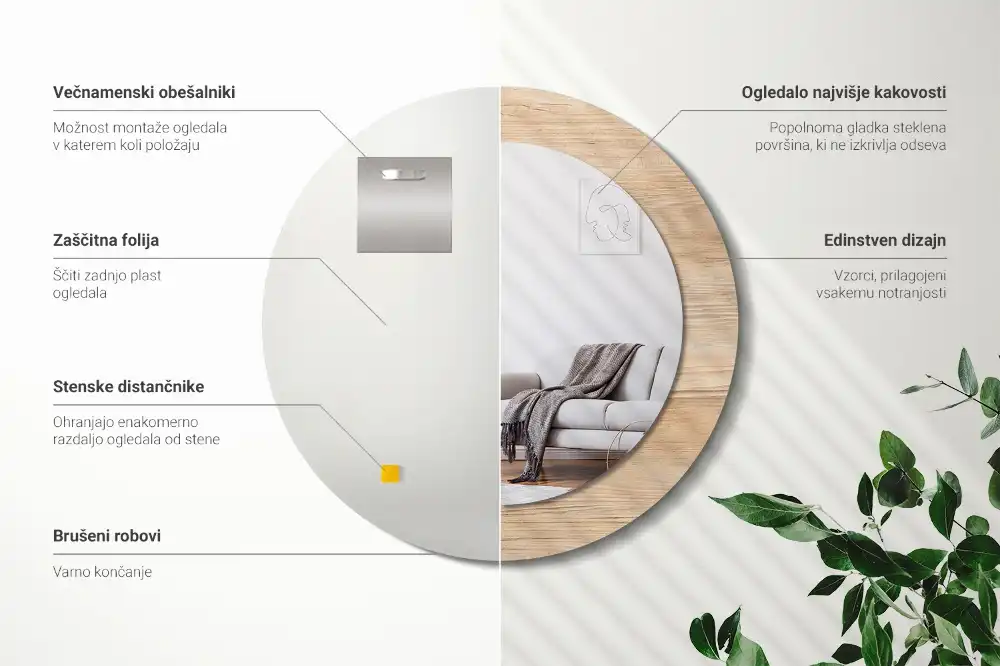 Okroglo okrasno ogledalo Les