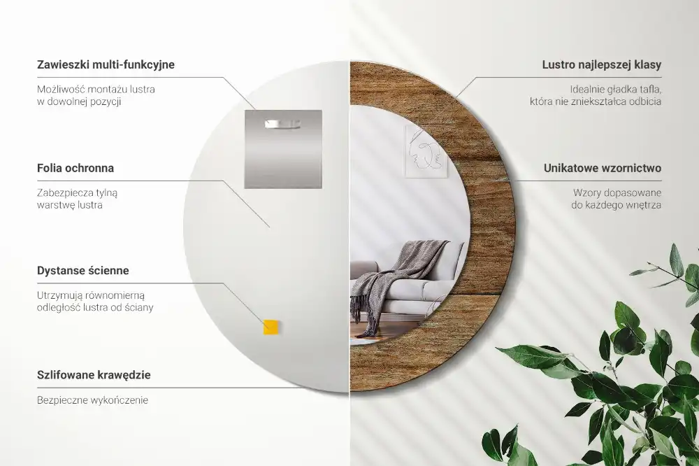 Okroglo stensko okrasno ogledalo Star les