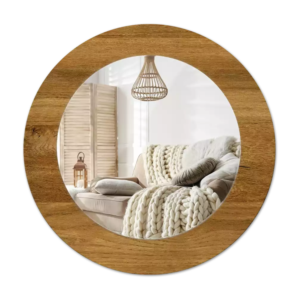 Okroglo okrasno ogledalo Rustikalni hrast