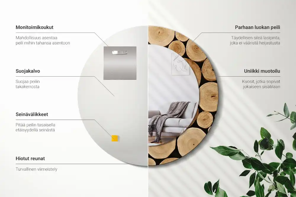 Okroglo okrasno ogledalo Lesni hlodi