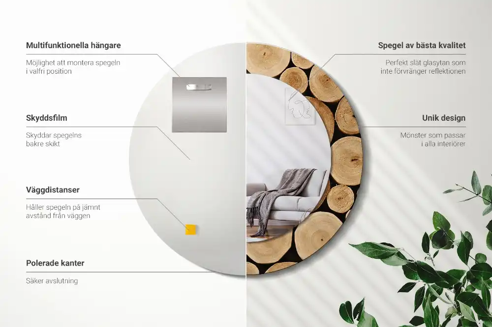 Okroglo okrasno ogledalo Lesni hlodi