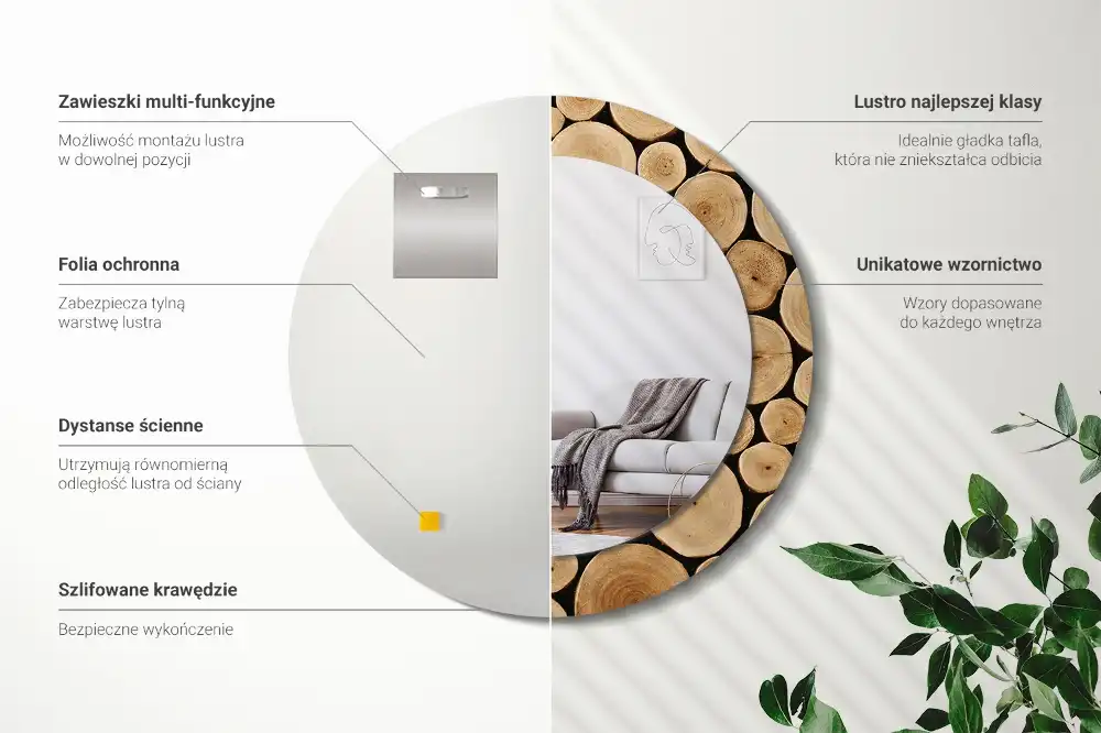 Okroglo okrasno ogledalo Lesni hlodi