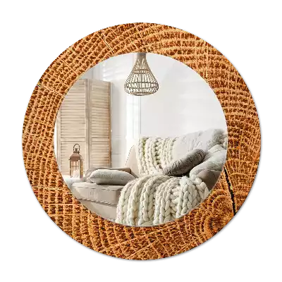 Okroglo stensko okrasno ogledalo Hrastov les