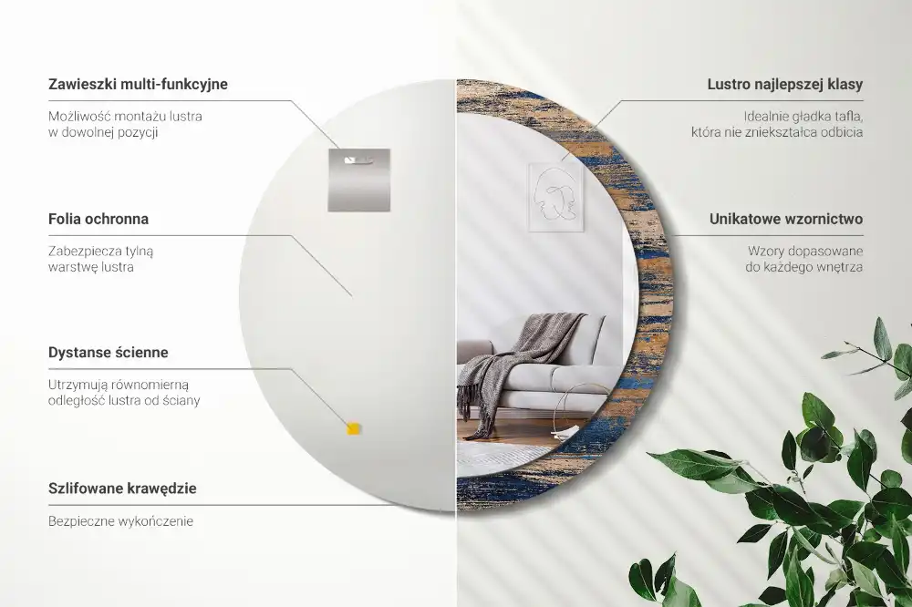 Okroglo okrasno ogledalo Abstraktni les