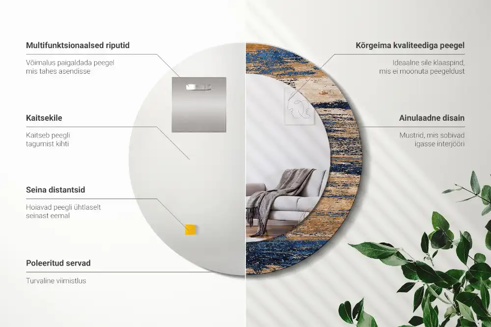 Okroglo okrasno ogledalo Abstraktni les