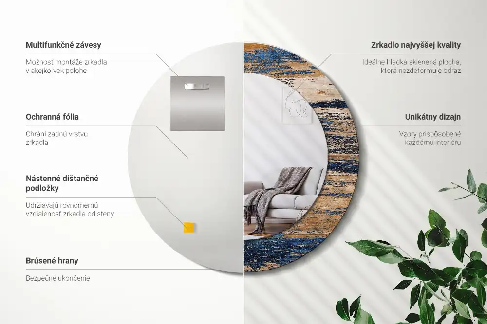 Okroglo okrasno ogledalo Abstraktni les