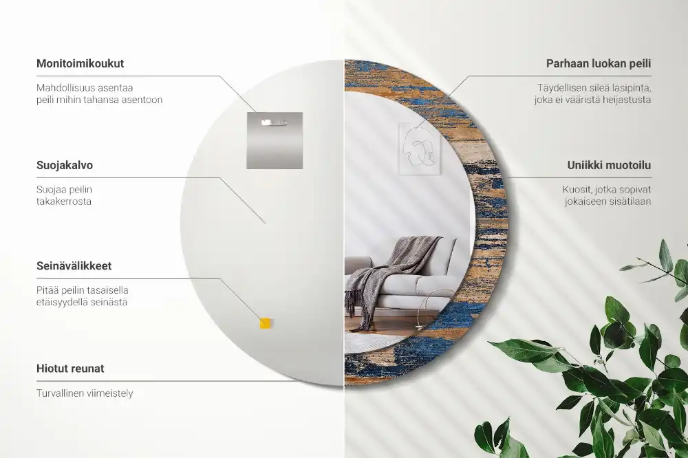 Okroglo okrasno ogledalo Abstraktni les