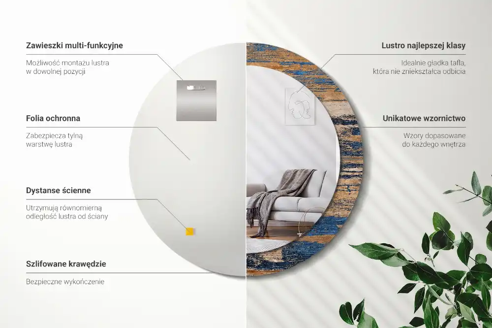 Okroglo okrasno ogledalo Abstraktni les