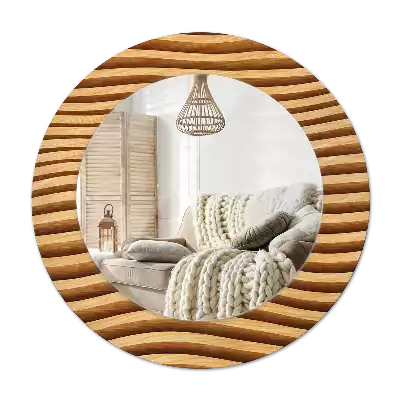 Okroglo okrasno ogledalo Leseni val