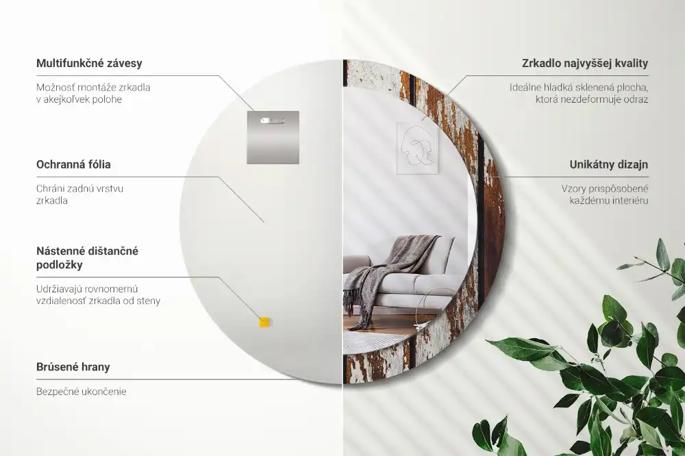 Okroglo stensko okrasno ogledalo Temni starinski les