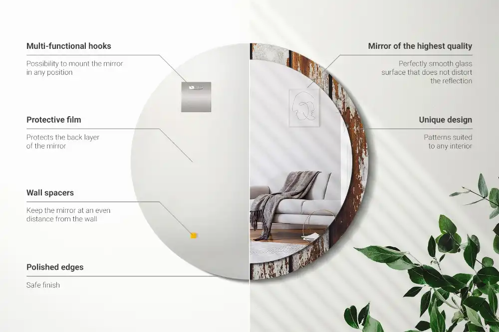 Okroglo stensko okrasno ogledalo Temni starinski les