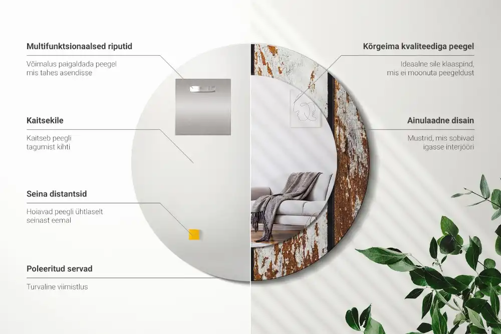 Okroglo stensko okrasno ogledalo Temni starinski les