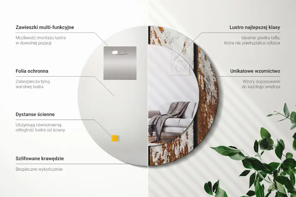 Okroglo stensko okrasno ogledalo Temni starinski les