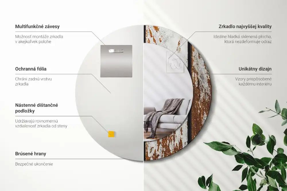 Okroglo stensko okrasno ogledalo Temni starinski les