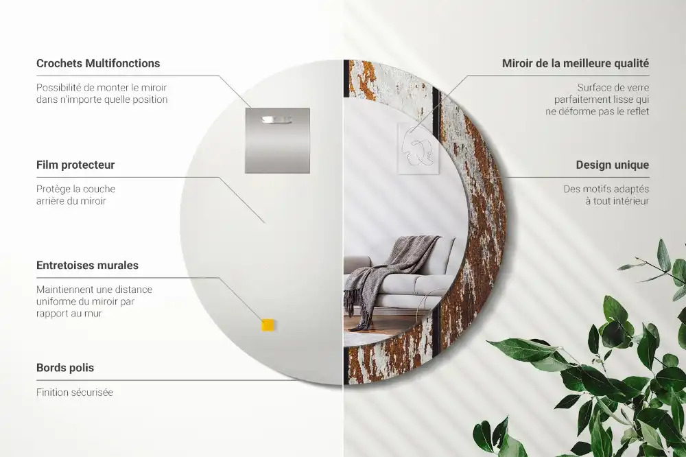 Okroglo stensko okrasno ogledalo Temni starinski les