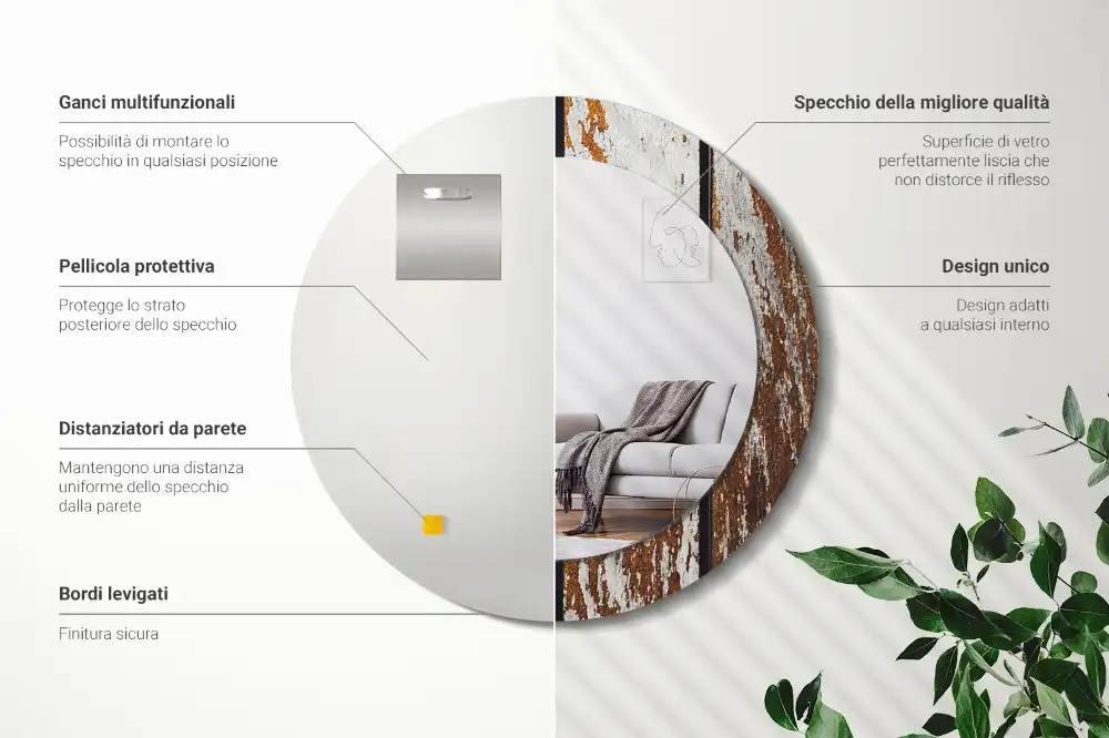 Okroglo stensko okrasno ogledalo Temni starinski les