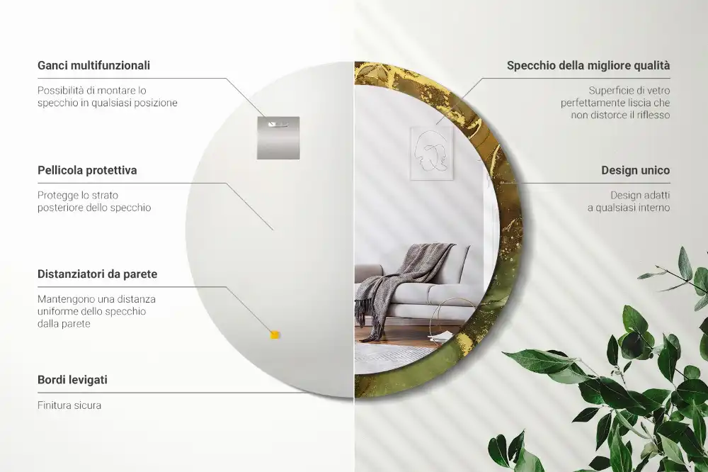 Okroglo stensko okrasno ogledalo Kovinski vrtinci