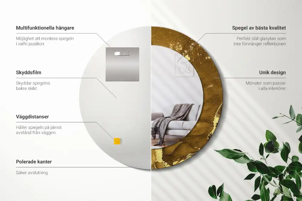 Okroglo stensko okrasno ogledalo Kovinski vrtinci