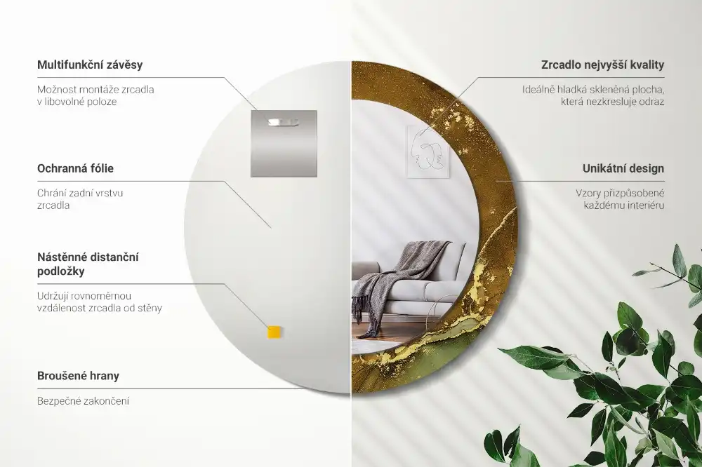 Okroglo stensko okrasno ogledalo Kovinski vrtinci