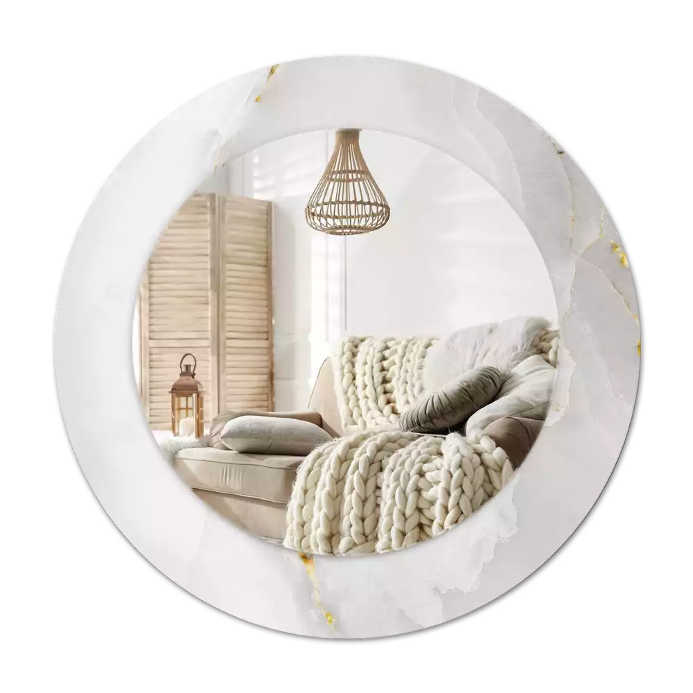 Okroglo okrasno ogledalo Sijajni marmor