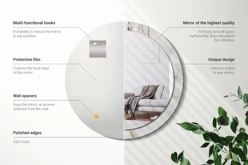 Okroglo okrasno ogledalo Sijajni marmor