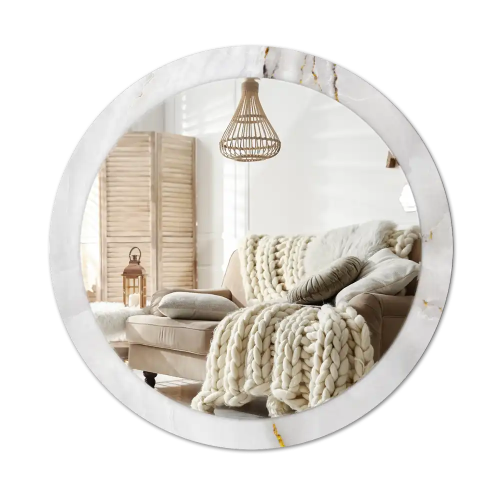 Okroglo okrasno ogledalo Sijajni marmor